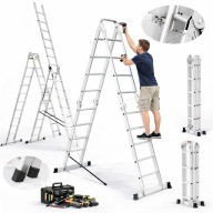 DRABINA ALUMINIOWA 3x9 WIELOFUNKCYJNA NA SZCHODY 5,69M 150KG HAK GRATIS