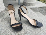 PRIMARK WIDE FIT nr 43/9UK czarne wysokie sexy sandały na szpilce nowe