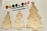 Pokoloruj 3 Choinki - Drewniana Ozdoba Świąteczna – baza DIY + farbki