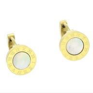 65317 Kolczyki złota stal chirurgiczna motyw zegara na kółku