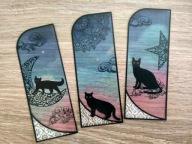 Zakładka Witraże Orientalne Koty Urocze Kotki 3 szt róż niebieski