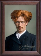 Obraz Ignacy Jan Paderewski portret z podpisem w drewnianej ramie szkło