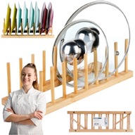 STOJAK NA POKRYWKI TALERZE ORGANIZER KUCHENNY DO SZUFLADY SZAFKI BAMBUSOWY