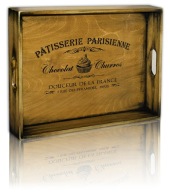 duża TACA drewniana PATISSERIE PARISIENNE Paris France 40x30