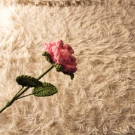 RÓŻA klasyczny kwiat na szydełku 35 cm RÓŻOWA