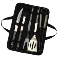 AKCESORIA SZTUĆCE DO GRILLOWANIA W ETUI Z RĄCZKĄ PRZYBORY 5 SZTUK ZE STALI