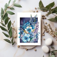 KARTKA OKOLICZNOŚCIOWA, URODZINOWA, DZIEŃ MAMY - BLUE FLOWER