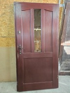 DRZWI Zewnętrzne Mahoniowe Drewniane Wejściowe 106x210cm