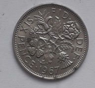 Wielka Brytania 6 pensów 1967 królowa Elżbieta II POLECAM