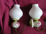 Kinkiety z mosiądzu z porcelaną