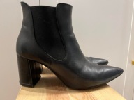 BOTKI damskie czarne 100% Skóra cielęca 7mil r. 39