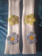 RĘKAWICZKI FUTERKIEM ocieplane białe futro wygodne cieplutkie kwiat