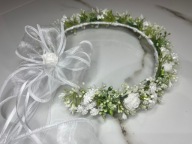 Wianek komunijny biały Gipsówka jak żywy zestaw komunijny biel