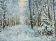 Zimowy las" obraz olejny na płótnie 30x40cm , oryginał Garncarek Al,,,