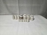 Stare odważniki porcelanowe z okresu Prl-u. Zestaw 1-20dkg 13szt. (4)