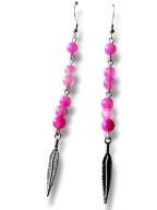 AG53 Kolczyki kamienie AGAT różowe długie