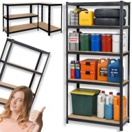 REGAŁ MAGAZYNOWY METALOWY CZARNY 180X60X40 STALOWY SOLIDNY GARAŻOWY 875KG