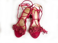 mint&berry sandały wiązane skóra frędzle 37 24cm