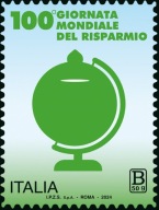 Włochy 2024 Znaczek 4708 ** globus oszczędzanie pieniądze skarbonka