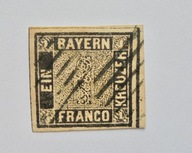 1849 Bawaria Mi.1 Ib kasowany znaczek. Wartość katalogowa 4000,- Euro.