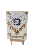 ZAWIADOMIENIA KOMUNIA IHS W SŁONECZKU SERCE KORONKOWE C6 ZŁOTO – ECRI