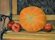 Na ławce" obraz olejny na płótnie 30x40cm , oryginał Garncarek Al,,,