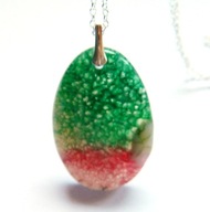 Piękny agat mszysty w srebrze, wisiorek na łańcuszku