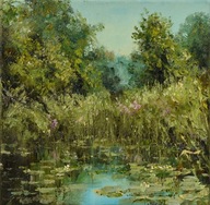 Zakątek" obraz olejny na płótnie 30x30cm , oryginał Garncarek Al,,,