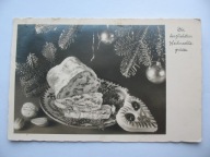 WESOŁYCH ŚWIĄT CIASTO STROIK CHOINKA przedwojenna POCZTÓWKA