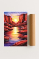 Plakat bez ramy 50x70cm Czerwone klify w słońcu Pejzaż Natura Widok Prezent