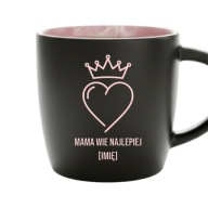 Kubek czarny różowe wnętrze Mama wie najlepiej imię prezent personalizowany
