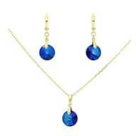 56089 Komplet 14K pozłacany celebrytka i kolczyki SAPPHIRE Swarovski