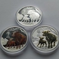 Lunar 3 rok byka 2021silver TRIO