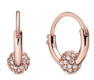 kolczyki obręcze z kulkami pave rose gold pandory