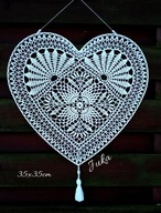 Szydełkowe serce 35x35 -zawieszka /dekoracja okienna/ rękodzieło Juka