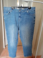 f&f 48 spodnie dżins wysoki stan strecz proste niebieskie