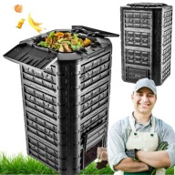 KOMPOSTOWNIK OGRODOWY DOMOWY DUŻY PLASTIKOWY 1000L OGRÓD CZARNY DOM