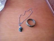 Oryginalny naszyjnik z zielonym kamieniem na masywnym łańcuszku !!