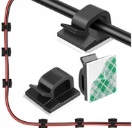 ORGANIZER DO KABLI SAMOPRZYLEPNY KLIPS UCHWYT ZACZEP CZARNE zestaw 10szt