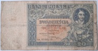 Banknot II RP 20 zł 1931 rok SERIA: AA