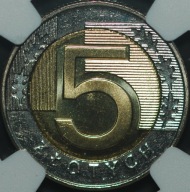 5 złotych 2009 - MS 65 - NGC - druga MAX NOTA