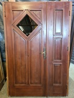 DRZWI Zewnętrzne Drewniane Sosnowe Dwuskrzydłowe Wejściowe 134x199cm