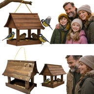 KARMNIK DLA PTAKÓW DREWNIANY MOCNY WISZĄCY XXL BRĄZOWY PRODUKT POLSKI