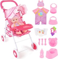 LALKA WÓZEK ZESTAW PREZENT AKCESORIA BOBAS UBRANKA PREZENT BABY BORN DZIECI