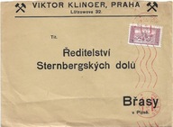 Czechosłowacja koperta Praha do Brasy (kopalnie węgla) wirnik 7.3.1935