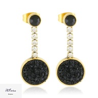 Eap25163 Kolczyki złocone sztyft wiszące czarne