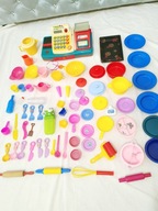 Zestaw zabawki kasa sklepowa naczynia kuchenne