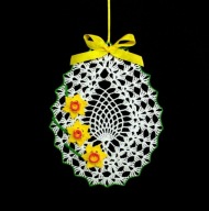 Zawieszka ozdoba na okno szydełkowa 17x22cm żółta (Z213)