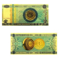 Złoty Banknot Kolekcjonerski 1 Bitcoin BTC kryptowaluty UNC blikshop xshop