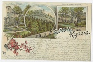 F30 Gruss vom Burg KYNAST Chojnik 1894 bardzo wczesna litografia Sobieszów